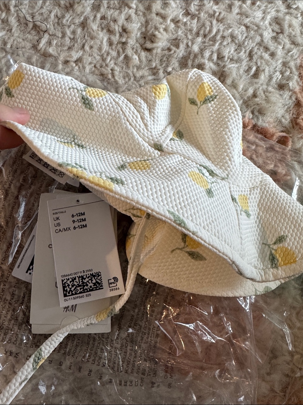 H&M Cream Sun Hat with Yellow Floral Print